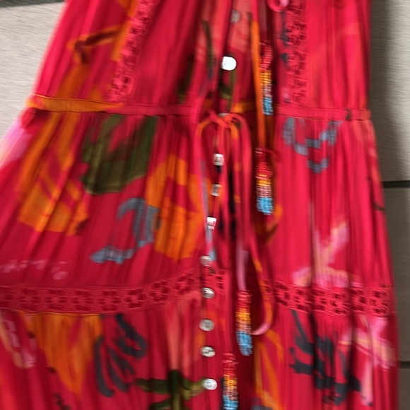 Farm Rio Red Mixed Fruits Ocean Midi Dress - Picture 6 of 8